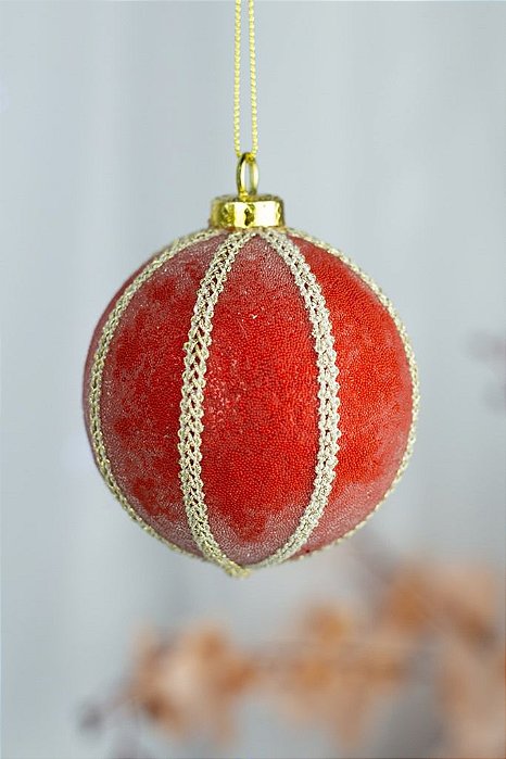 Bola Decorada - Vm/Do - 8cm - C/3 - Senhor Natal Bola Decorada - Vm/Do - 8cm - C/3 - Senhor Natal