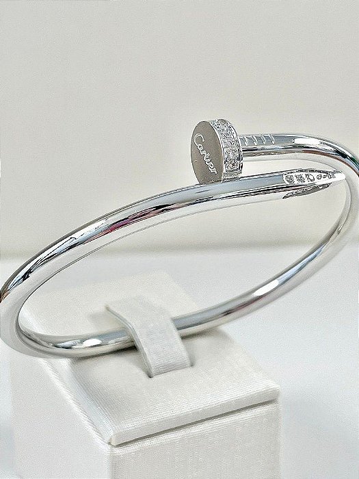 Bracelete Cravejado Ródio Branco