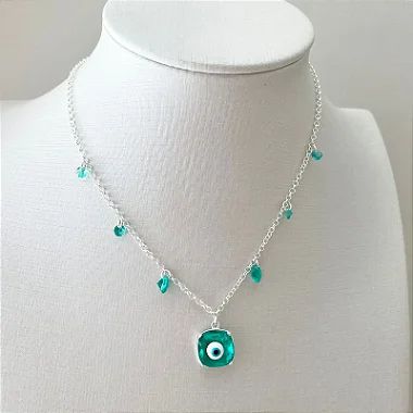 Chocker Olho Grego Cristal Verde