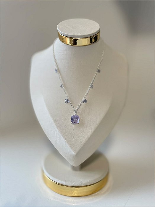 Colar Chocker Cristal Lavanda