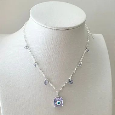Chocker Olho Grego Cristal Lavanda