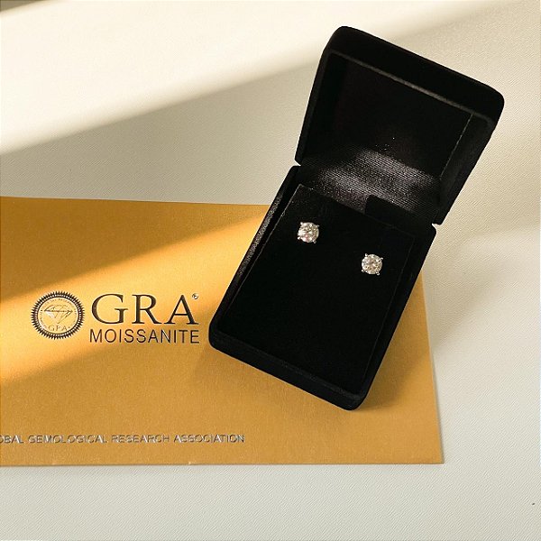 Brinco Pedra Moissanite 6.5MM Prata Rodinada