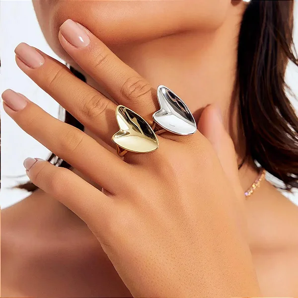 Anel PLUS SIZE de Coração Curso Liso Aro 26