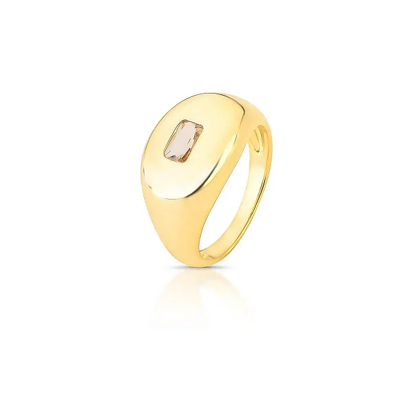 Anel PLUS SIZE Oval com Cristal Retangular Aro 26