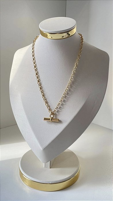 Colar Corrente com Pingente Dourado
