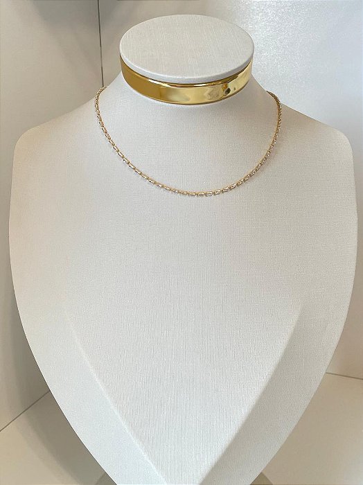 Choker com Zircônias Retangulares Baguete 30+5cm