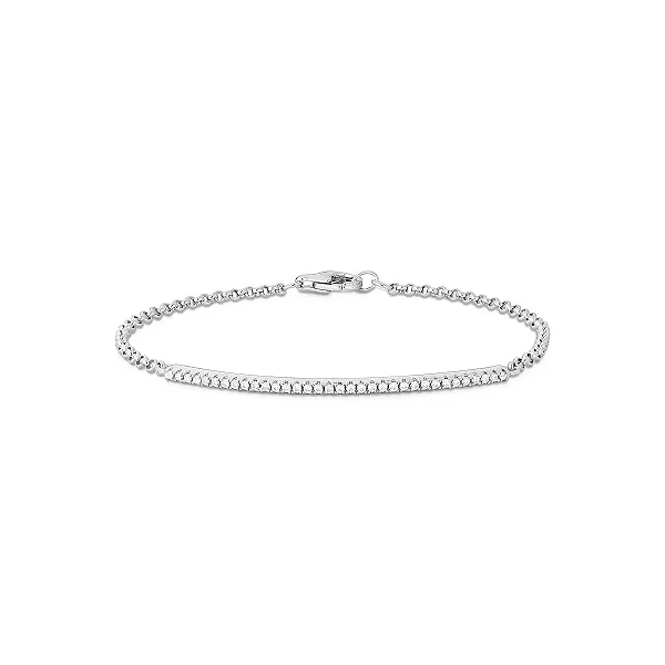 Pulseira com Fileira Curva de Zircônias Ródio Branco