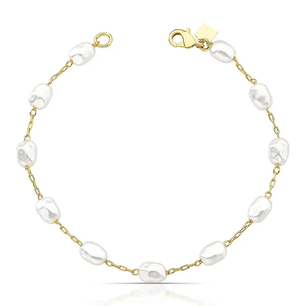Pulseira com Pérolas Ovais Intercaladas