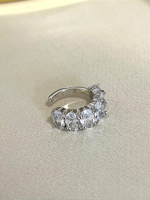 Piercing Cristal Oval Banhado a Ródio