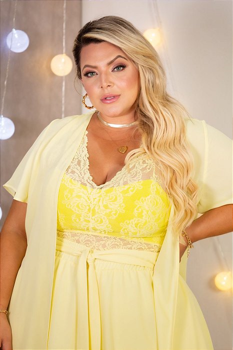 TOP RENDADO AMARELO