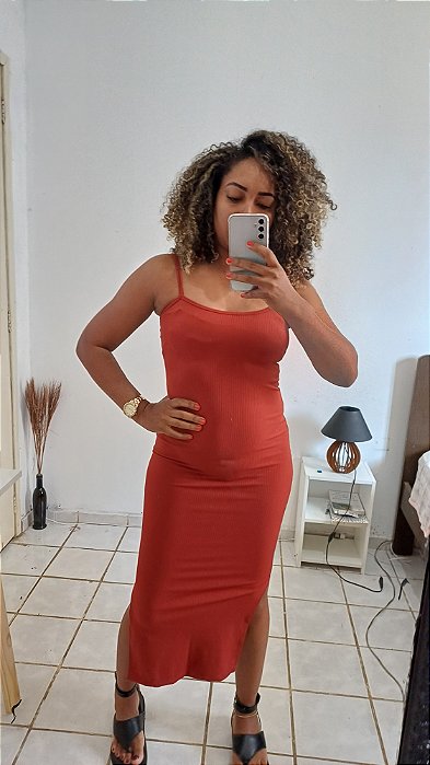 Vestido Alcinha Midi Telha