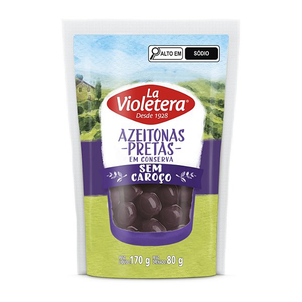 Azeitona Preta La Violetera Sem Caroco Sache 80Gr - Embalagem 20X80 GR - Preço Unitário R$6,21