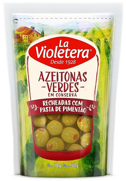 Azeitona Verde La Violetera Recheada Sache 100Gr - Embalagem 20X100 GR - Preço Unitário R$7,59