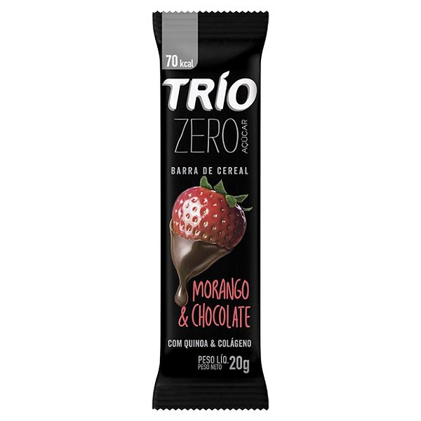 Barra De Cereal Trio Zero Açucar Morango E Chocolate 18Gr - Embalagem 12X18 GR - Preço Unitário R$1,95