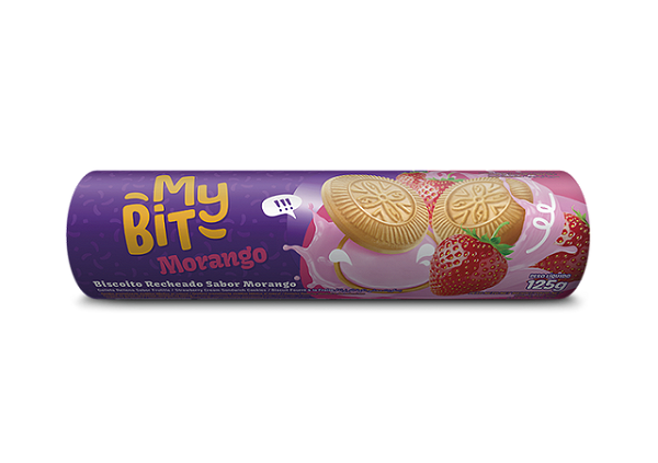 Biscoito Recheado My Bit Morango 110Gr - Embalagem 30X110 GR - Preço Unitário R$1,54