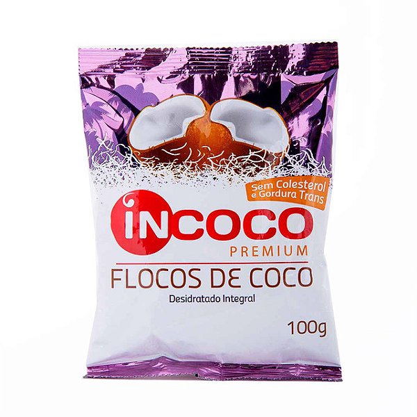 Coco Ralado Incoco Flocos Desidratado 100Gr - Embalagem 24X100 GR - Preço Unitário R$5,01