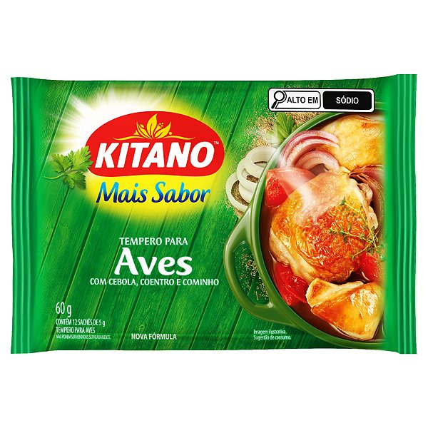 Tempero Em Po Mais Sabor Kitano Aves - Verde 60Gr - Embalagem 12X60 GR - Preço Unitário R$3,26