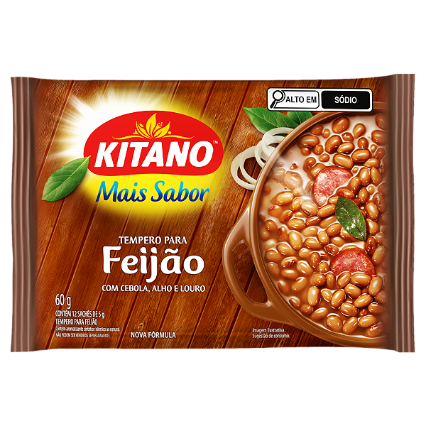 Tempero Em Po Mais Sabor Kitano Feijao - Marrom 60Gr - Embalagem 12X60 GR - Preço Unitário R$3,26