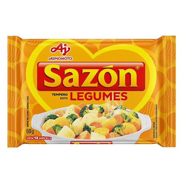 Tempero Em Po Sazon Legumes / Verduras / Arroz - Amarelo 60Gr - Embalagem 12X60 GR - Preço Unitário R$5,13