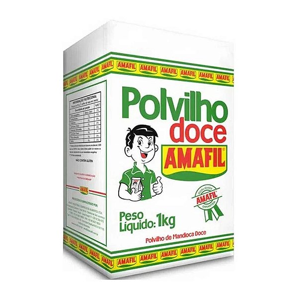 Polvilho De Mandioca Amafil Doce Embalagem De Papel 1Kg - Embalagem 20X1 KG - Preço Unitário R$8,57