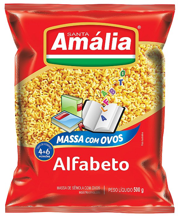 Macarrao Alfabeto Ovos Santa Amalia 500Gr - Embalagem 20X500 GR - Preço Unitário R$4,45