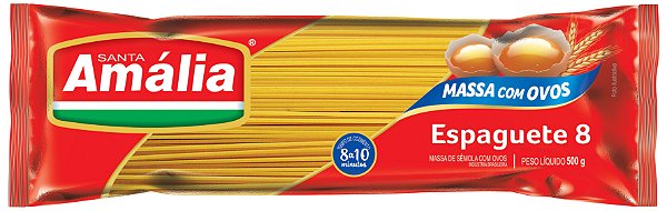 Macarrao Espaguete Spaghetti Ovos Santa Amalia Numero 8 - 500Gr - Embalagem 30X500 GR - Preço Unitário R$4,37
