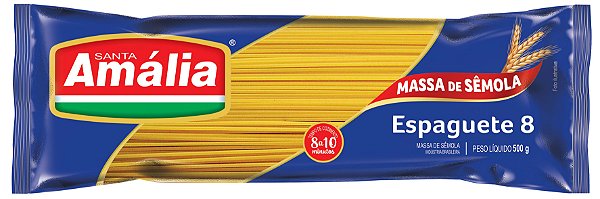 Macarrao Espaguete Spaghetti Semola Santa Amalia Numero 8 - 500Gr - Embalagem 30X500 GR - Preço Unitário R$3,78