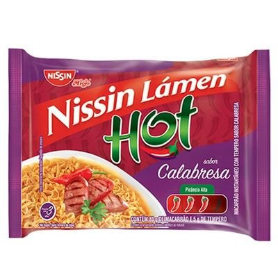 Macarrao Instantaneo Nissin Miojo Hot Calabresa 85Gr - Embalagem 50X85 GR - Preço Unitário R$2,49