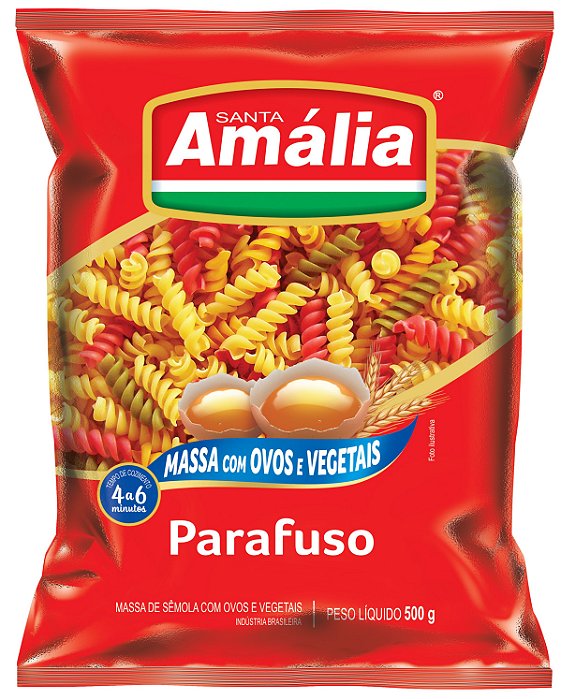 Macarrao Parafuso Ovos Colorido Santa Amalia 500Gr - Embalagem 20X500 GR - Preço Unitário R$6,44