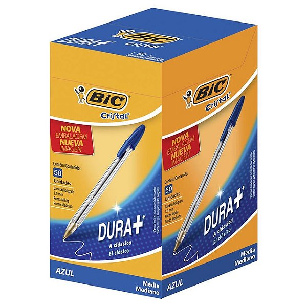 Caneta Bic Cristal Azul - Embalagem 50X1 UN - Preço Unitário R$0,95