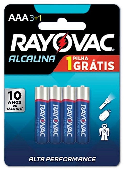 Pilha Rayovac Alcalina Aaa Palito Promocional Com 4 Unidades - Embalagem 12X4 UN - Preço Unitário R$11,88