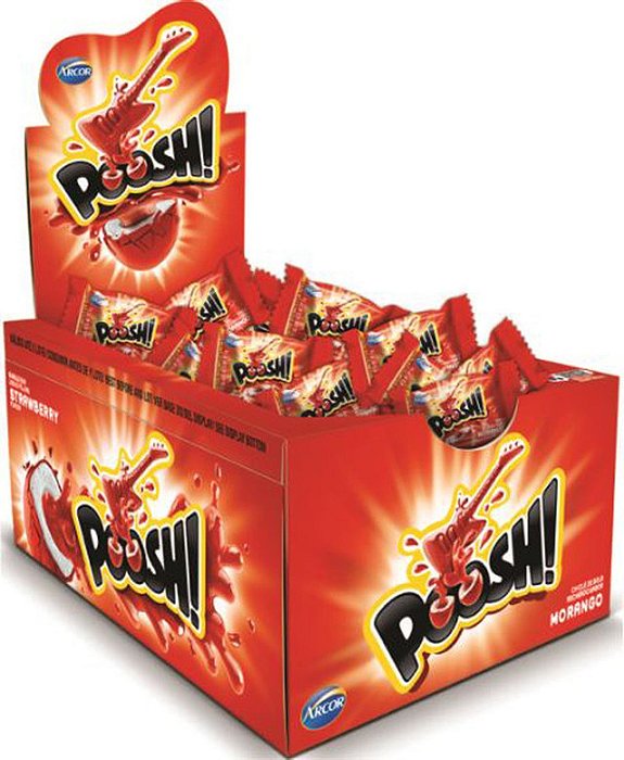 Chiclete Poosh Morango Com 40 Unidades - Embalagem 1X40 UN