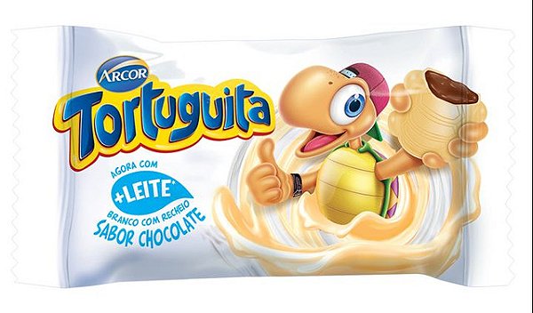 Chocolate Tortuguita Branco Rechado Leite 15,5Gr - Embalagem 24X15,5 GR - Preço Unitário R$1,23