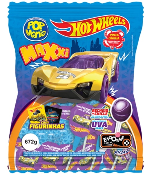 Pirulito Pop Mania Maxxi Uva Com 24 Unidades - Embalagem 1X24 UN