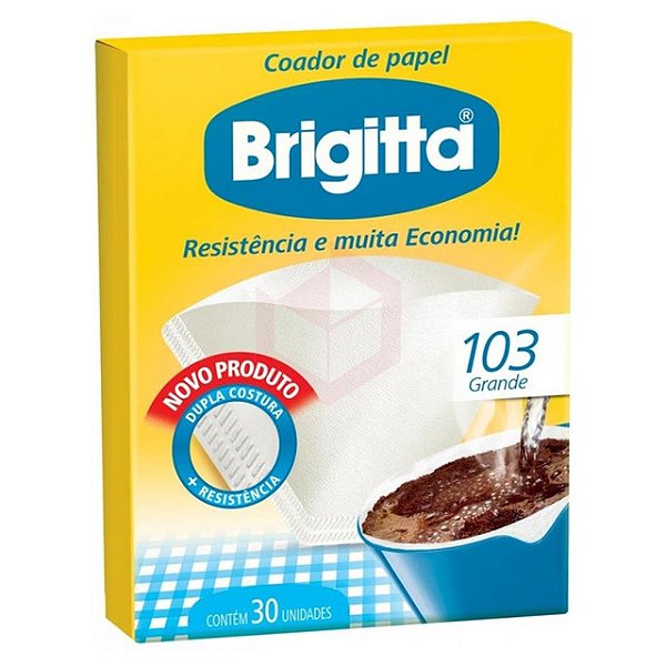 Filtro De Cafe De Papel Brigitta 103 Com 30 filtros - Embalagem 6X30 UN - Preço Unitário R$3,89