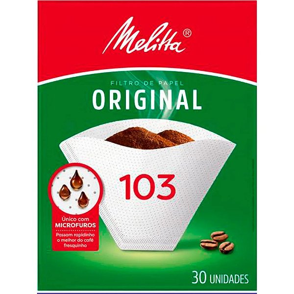 Filtro De Cafe De Papel Melitta 103 Com 30 filtros - Embalagem 6X30 UN - Preço Unitário R$4,44