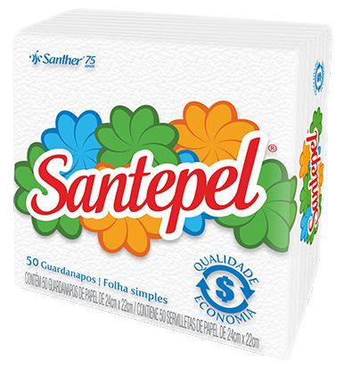 Guardanapo Santepel 24X22Cm Folha Simples Com 50 Folhas - Embalagem 16X50 UN - Preço Unitário R$1,89