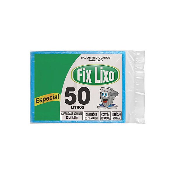 Saco Para Lixo Fix Preto 50 Litros Com 10 Sacos - Embalagem 24X10 UN - Preço Unitário R$3,12