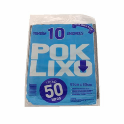 Saco Para Lixo Pok Preto 50 Litros Com 10 Sacos - Embalagem 25X10 UN - Preço Unitário R$2,13