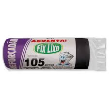 Saco Para Lixo Reforcado Rolo Fix Preto 105 Litros Com 20 Sacos - Embalagem 12X20 UN - Preço Unitário R$15,24