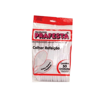 Colher Descartavel Refeicao Cristal Prafesta Pacote Com 50 Unidades - Embalagem 20X50 UN - Preço Unitário R$3,43