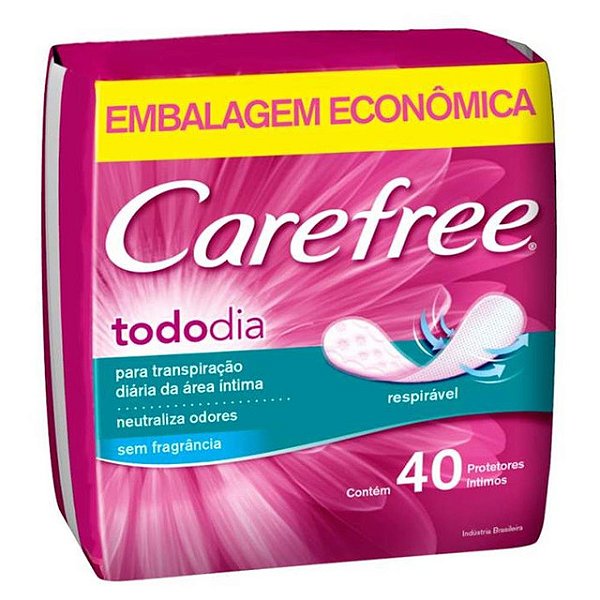 Absorvente Carefree Sem Perfume Protetor Diario Todo Dia Embalagem Economica Com 40 Unidades - Embalagem 1X40 UN