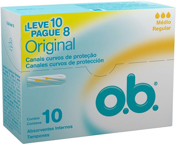 Absorvente Interno Ob Medio Leve 10 Unidades Pague 8 - Embalagem 10X10 UN - Preço Unitário R$10,18