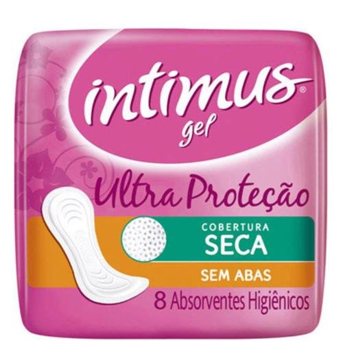Absorvente Intimus Gel Cobertura Seca Sem Abas Com 8 Unidades - Embalagem 12X8 UN - Preço Unitário R$4,57