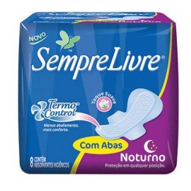 Absorvente Sempre Livre Noturno Suave Com Abas Com 8 Unidades - Embalagem 24X8 UN - Preço Unitário R$10,69