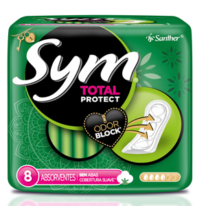 Absorvente Sym Normal Total Protect Verde Com 8 Unidades - Embalagem 12X8 UN - Preço Unitário R$3,32