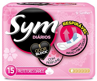 Absorvente Sym Protetor Diario Perfumado Com 15 Unidades - Embalagem 12X15 UN - Preço Unitário R$5,03