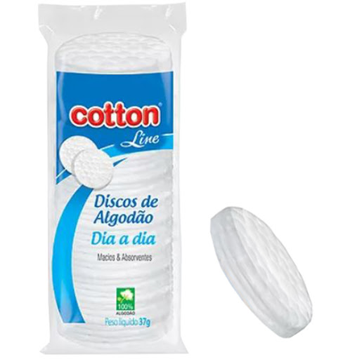 Algodao Cotton Line Disco Limpeza Facial 37Gr - Embalagem 1X37 GR