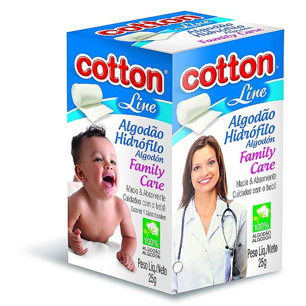Algodao Cotton Line Hidrofilo Family Care 25Gr - Embalagem 1X25 GR