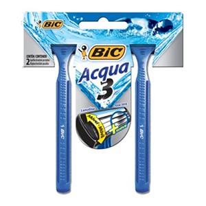 Aparelho De Barbear Bic 3 Acqua Cabeça Movel Azul Com 2 Unidades - Embalagem 12X2 UN - Preço Unitário R$5,15